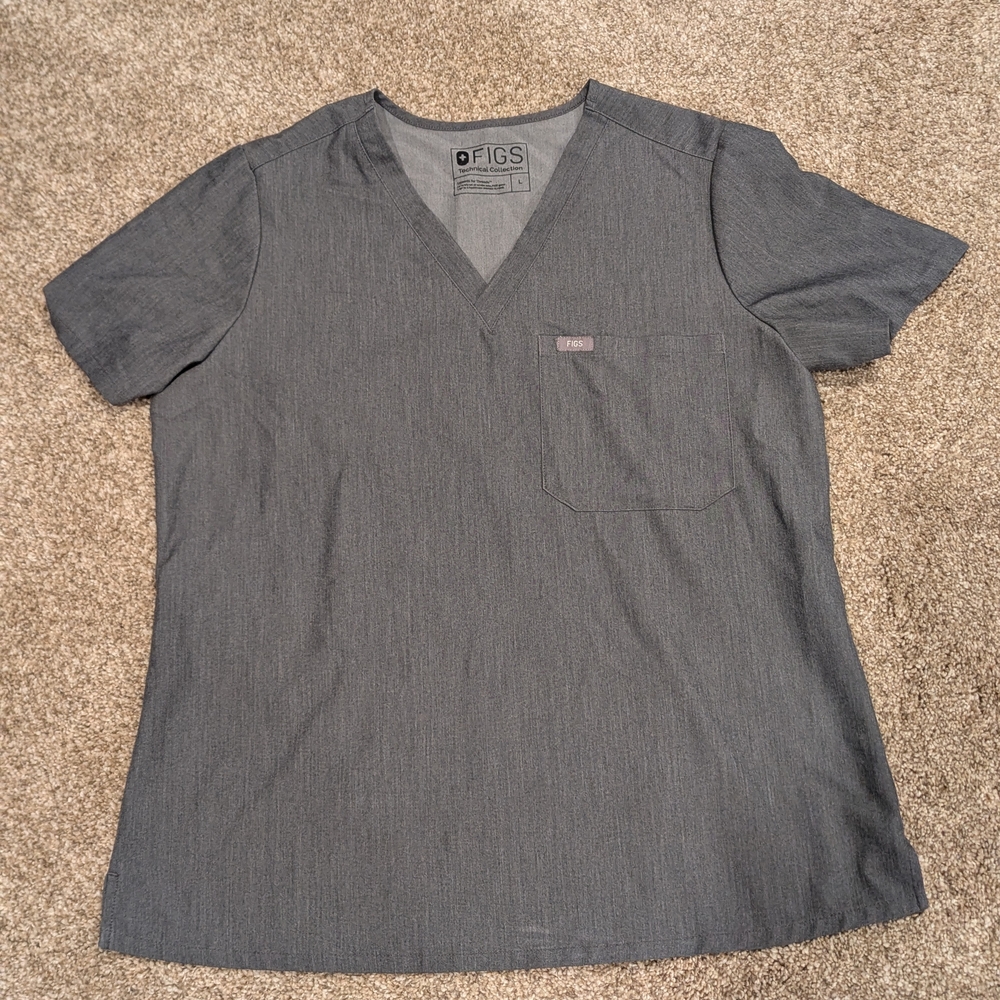Figs Gray V-Neck Scrub Top